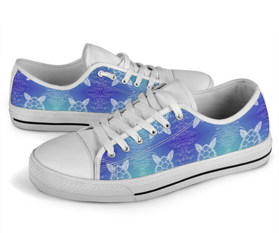 Sea Turtle Draw White Bottom Low Top Shoes