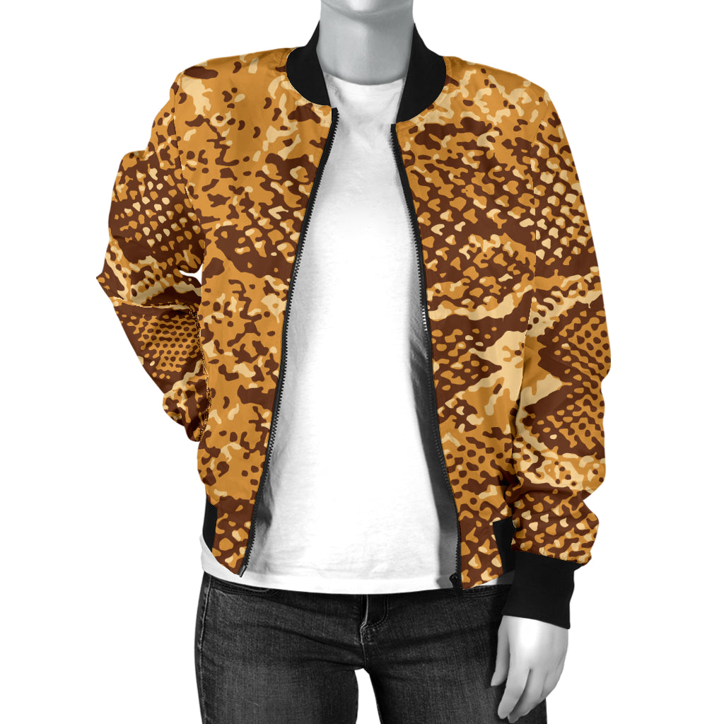 Python Brown Pattern Print Design A03 Women's Bomber Jacket