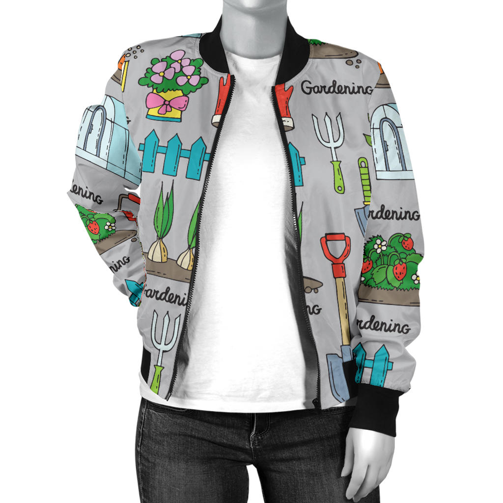 Gardening Pattern Print Design G07 Women Bomber Jacket
