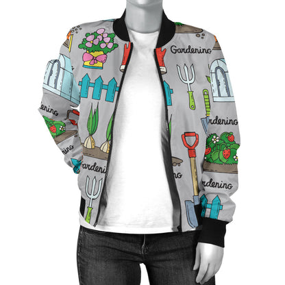 Gardening Pattern Print Design G07 Women Bomber Jacket