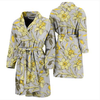 Daffodils Pattern Print Design DF05 Men Bathrobe