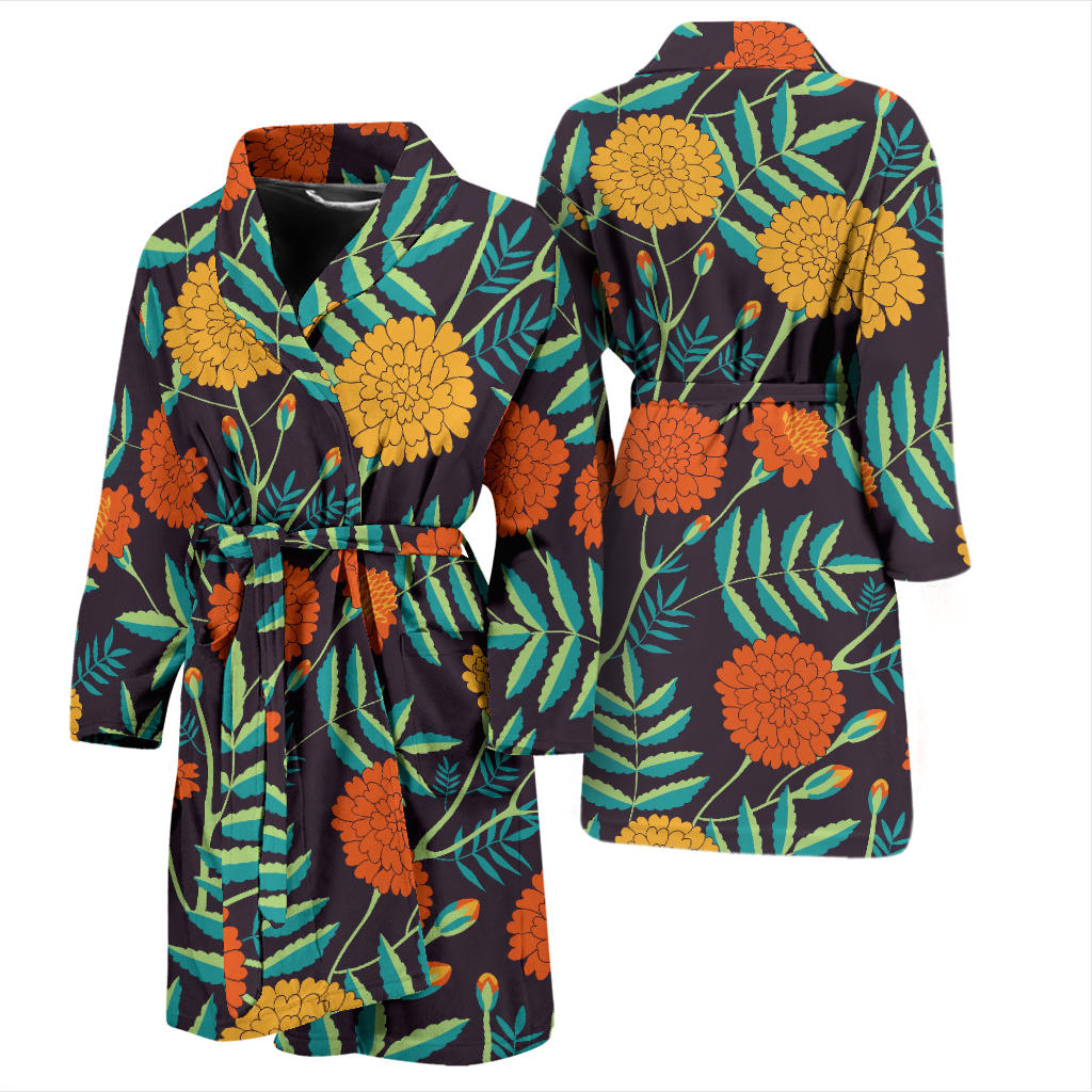 Marigold Pattern Print Design MR01 Men Bathrobe