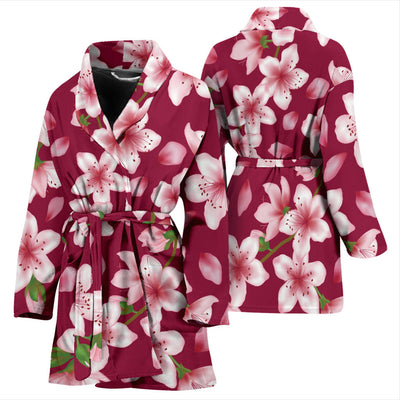 Cherry Blossom Pattern Print Design CB06 Women Bathrobe