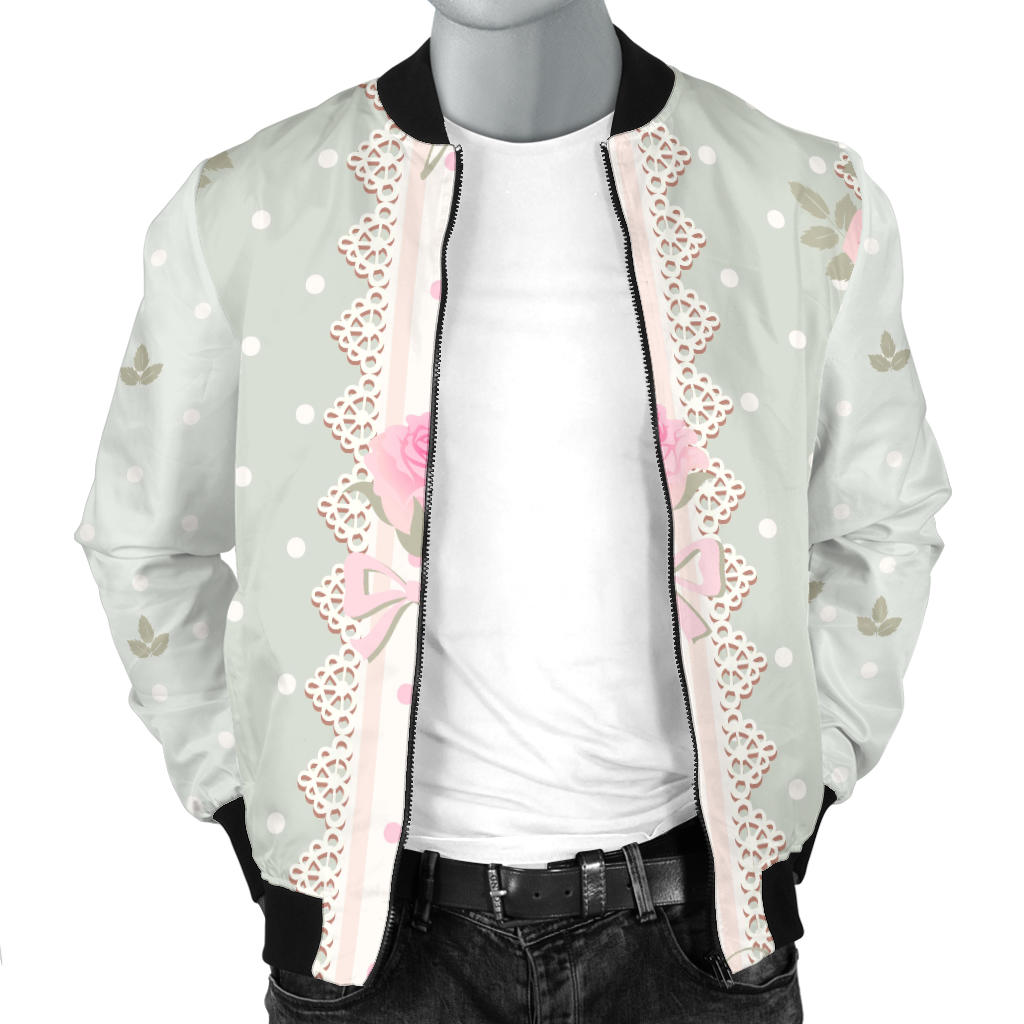 Rose Pattern Print Design RO016 Men Bomber Jacket
