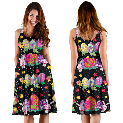 Easter Eggs Pattern Print Design RB06 Midi Dress