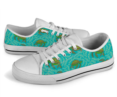 Sea Turtle Pattern Print Design T010 White Bottom Low Top Shoes