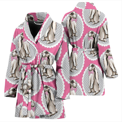 Rabbit Pattern Print Design RB019 Women Bathrobe