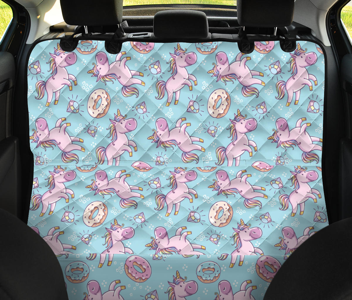 Donut Unicorn Pattern Print Design DN016 Rear Dog  Seat Cover