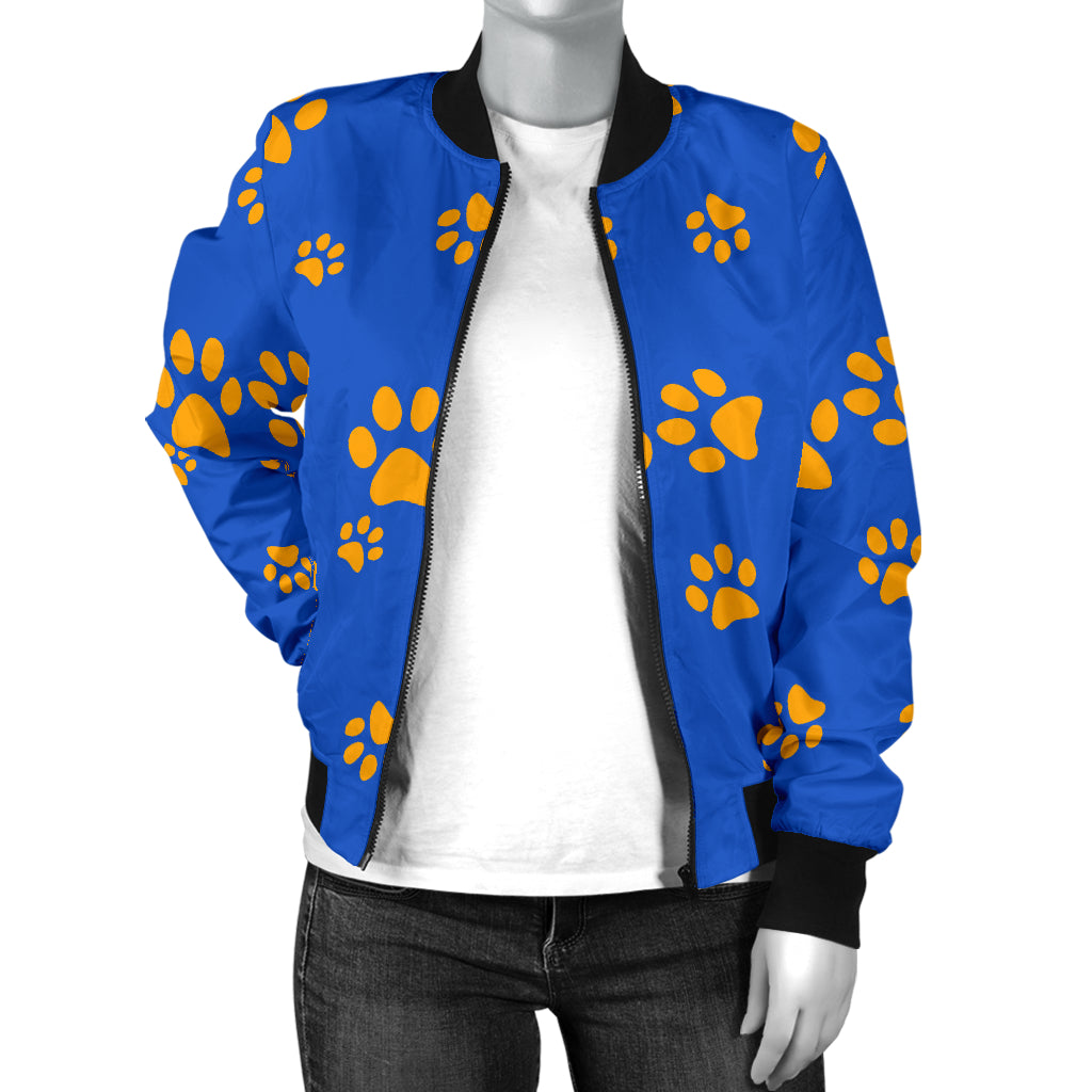 Paw Pattern Print Design A03 Women's Bomber Jacket