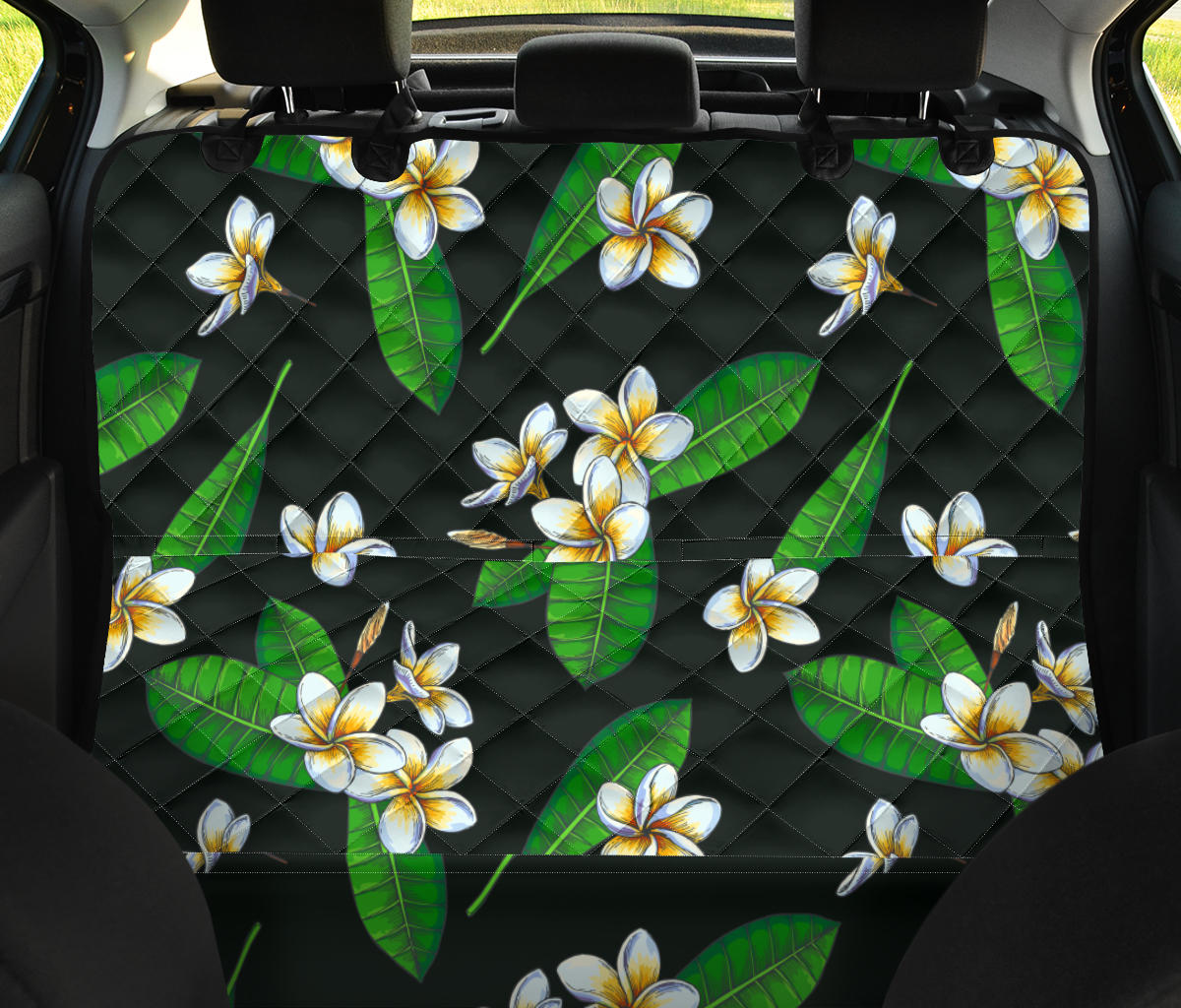 White Plumeria Pattern Print Design PM023 Rear Dog  Seat Cover