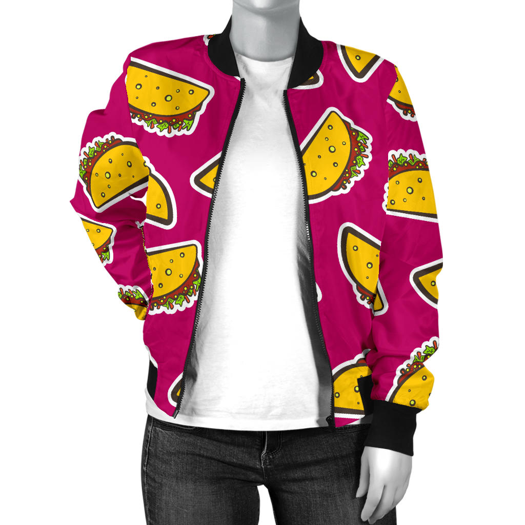 Taco Pattern Print Design TC01 Women Bomber Jacket