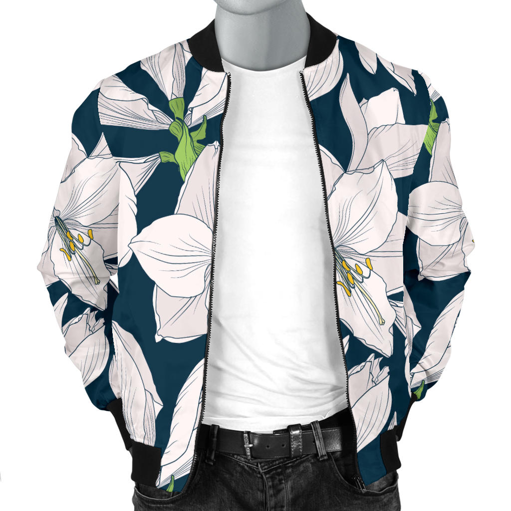 Amaryllis Pattern Print Design AL02 Men Bomber Jacket