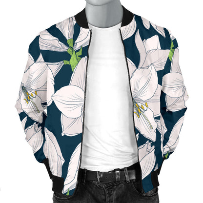 Amaryllis Pattern Print Design AL02 Men Bomber Jacket