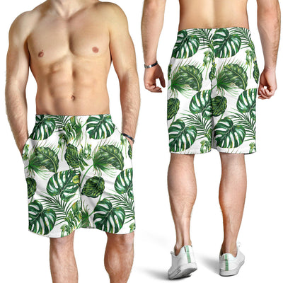 Green Pattern Tropical Palm Leaves Mens Shorts