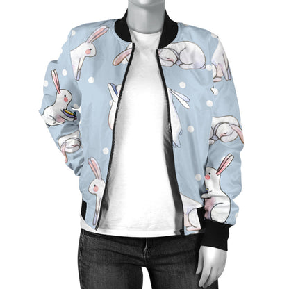 Rabbit Pattern Print Design RB06 Women Bomber Jacket