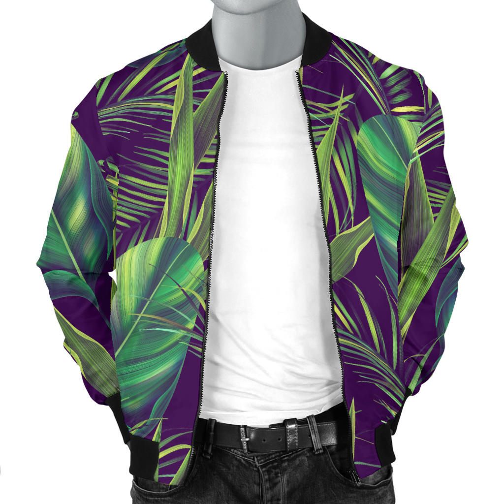 Palm Leaves Pattern Print Design PL03 Men Bomber Jacket