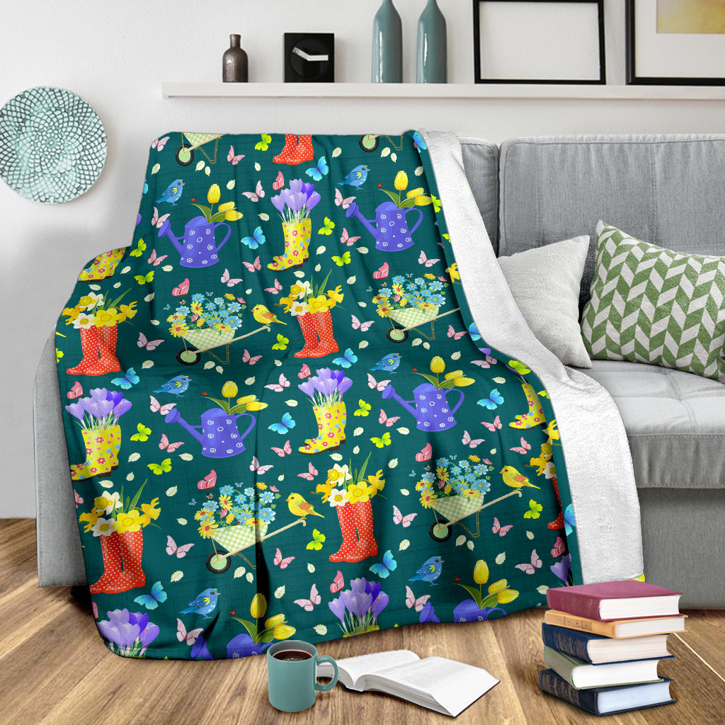 Gardening Pattern Print Design G08 Fleece Blanket