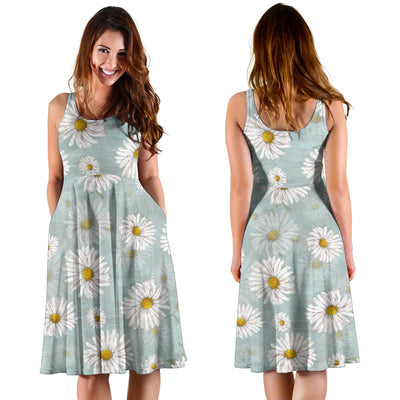 Daisy Pattern Print Design DS012 Midi Dress