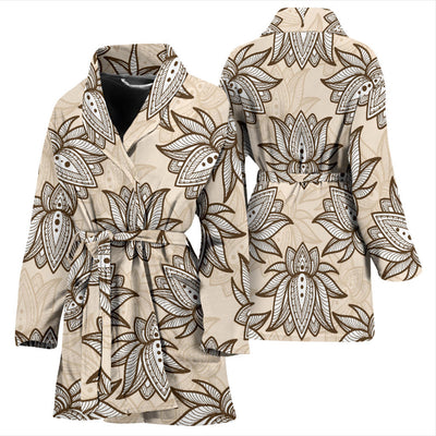 lotus Boho Pattern Print Design LO05 Women Bathrobe