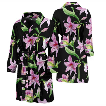 Amaryllis Pattern Print Design AL08 Men Bathrobe