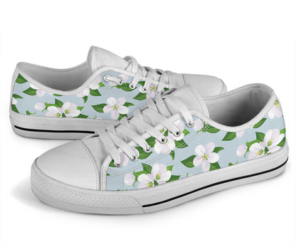 Apple blossom Pattern Print Design AB04 White Bottom Low Top Shoes