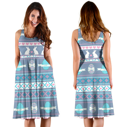 Easter Eggs Pattern Print Design RB013 Midi Dress