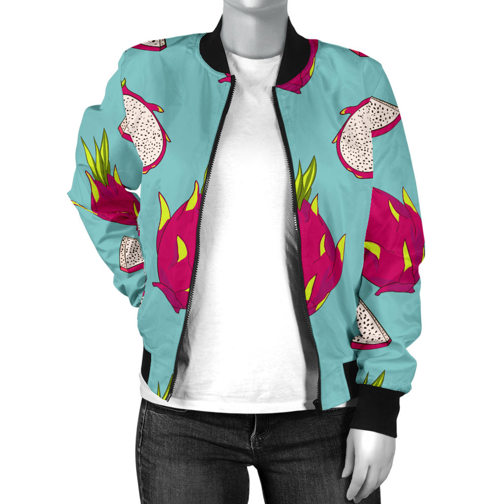 Dragonfruit Pattern Print Design DF01 Women Bomber Jacket