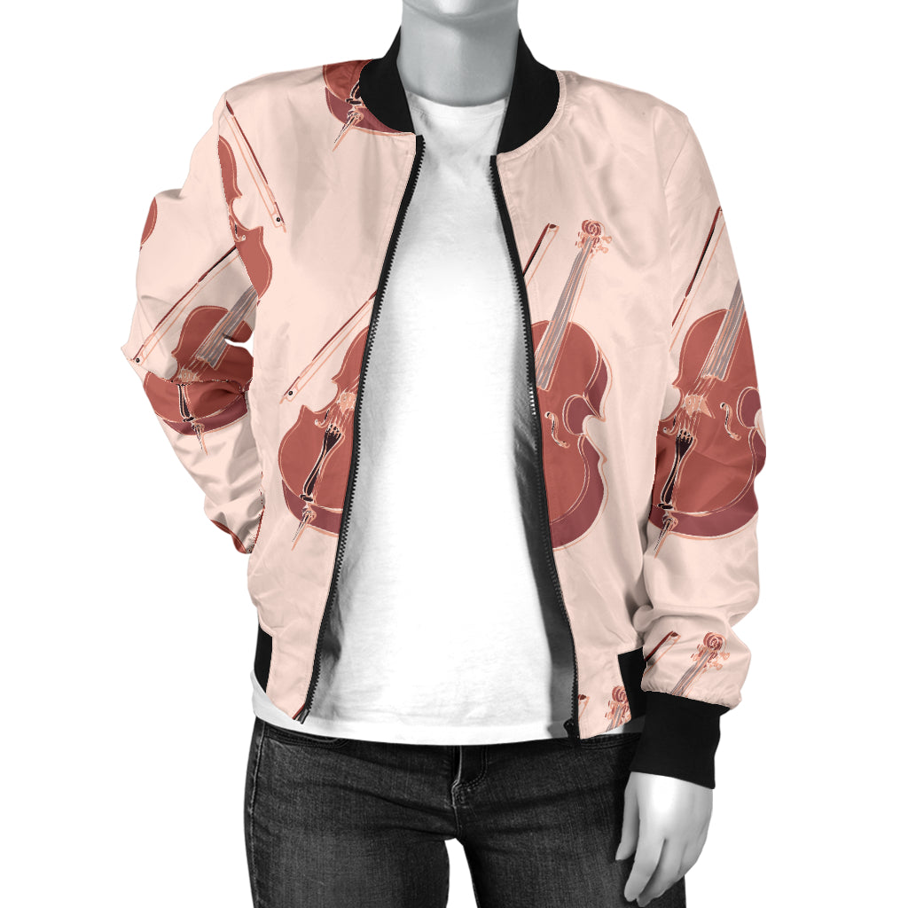 Cello Pattern Print Design 03 Women's Bomber Jacket