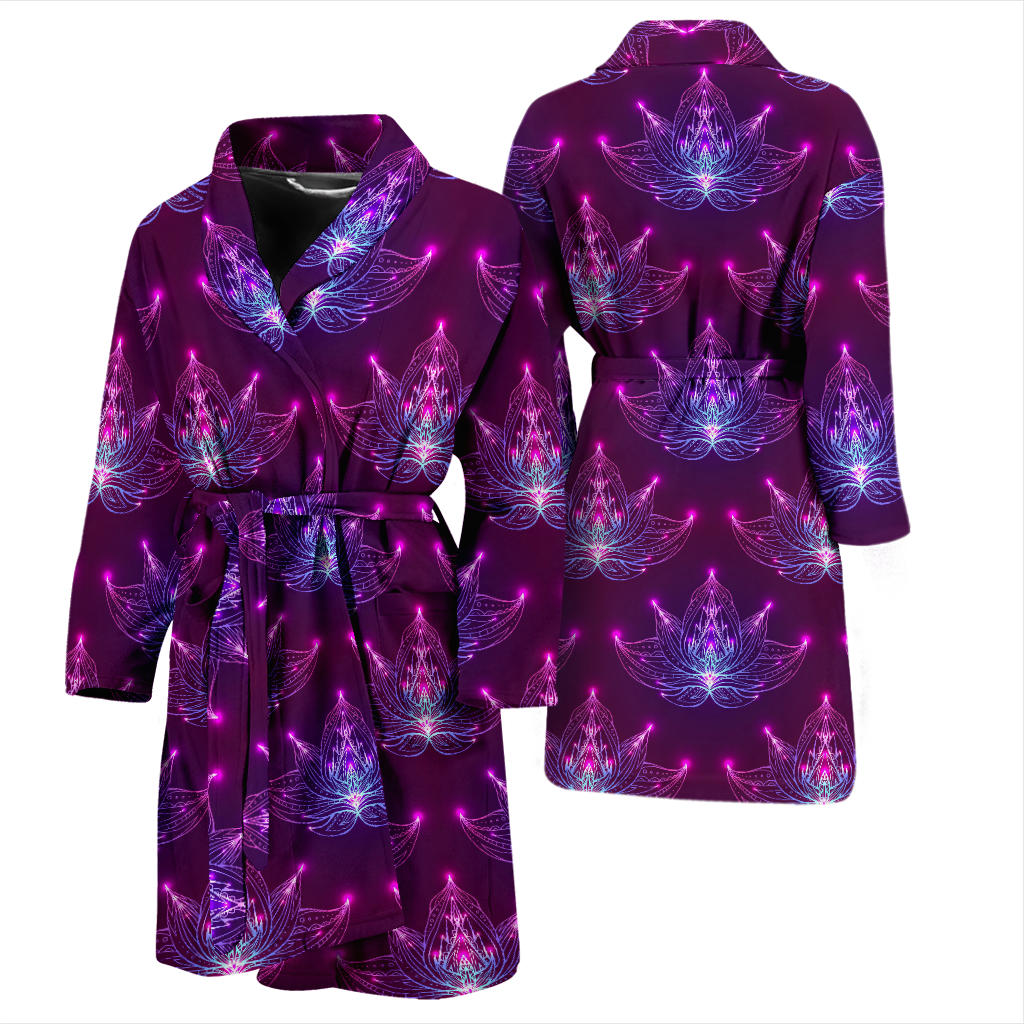Lotus Pattern Print Design LO01 Men Bathrobe