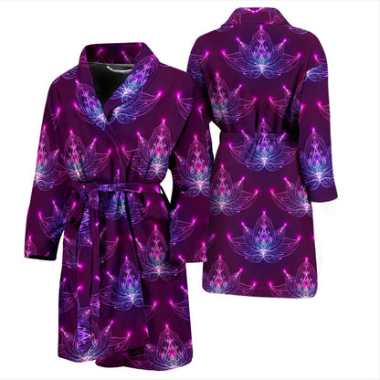 Lotus Pattern Print Design LO01 Men Bathrobe