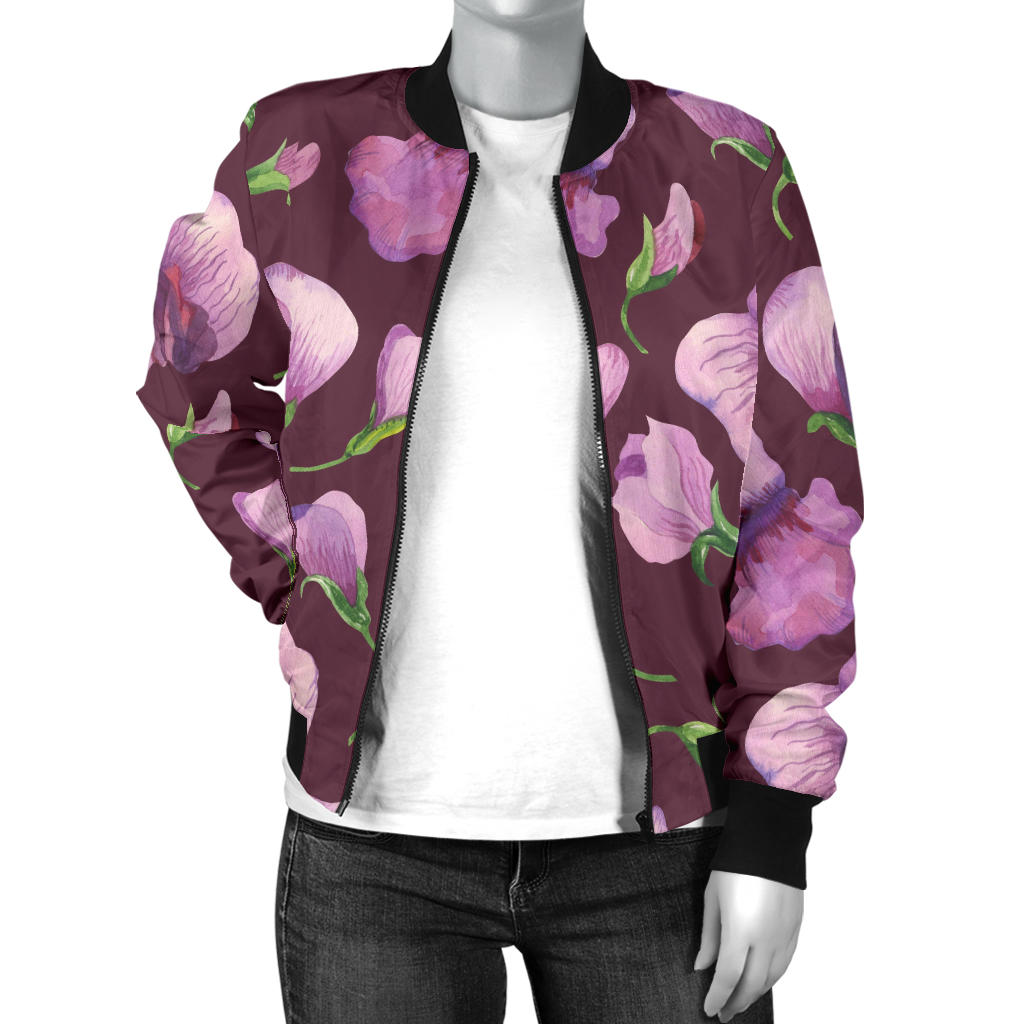 Peony Pattern Print Design PE010 Women Bomber Jacket