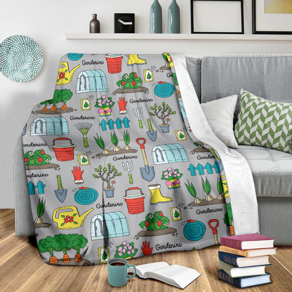 Gardening Pattern Print Design G07 Fleece Blanket