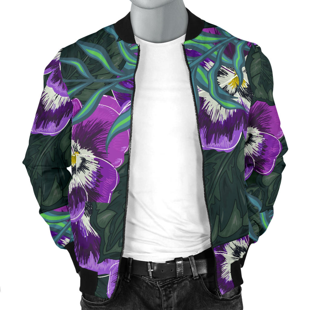 Pansy Pattern Print Design PS07 Men Bomber Jacket