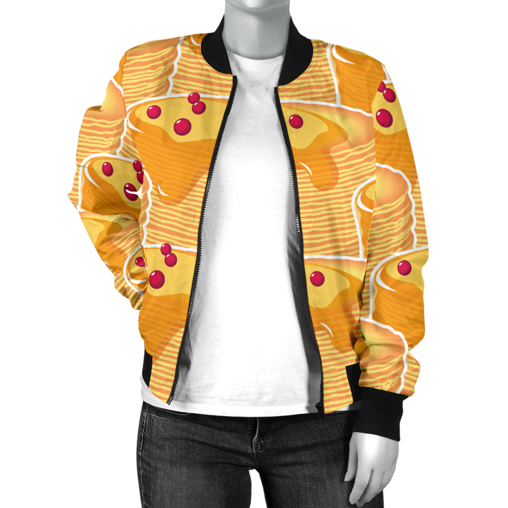 Pancake Pattern Print Design A04 Women's Bomber Jacket