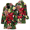 Poinsettia Pattern Print Design POT05 Women Bathrobe