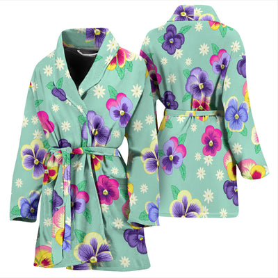 Pansy Pattern Print Design PS08 Women Bathrobe