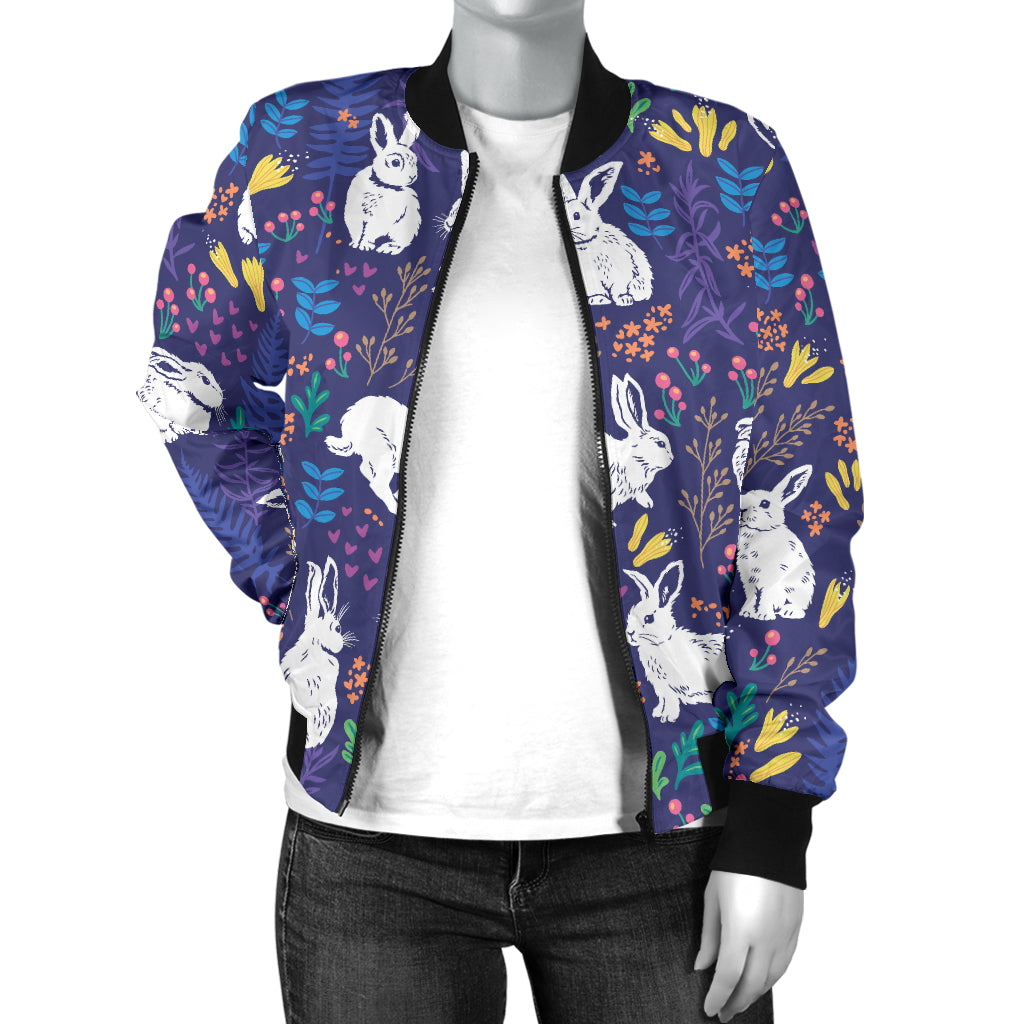 Bunny Pattern Print Design 01 Women's Bomber Jacket