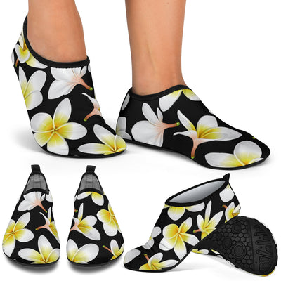 Yellow Plumeria Hawaiian Flowers Aqua Water Shoes