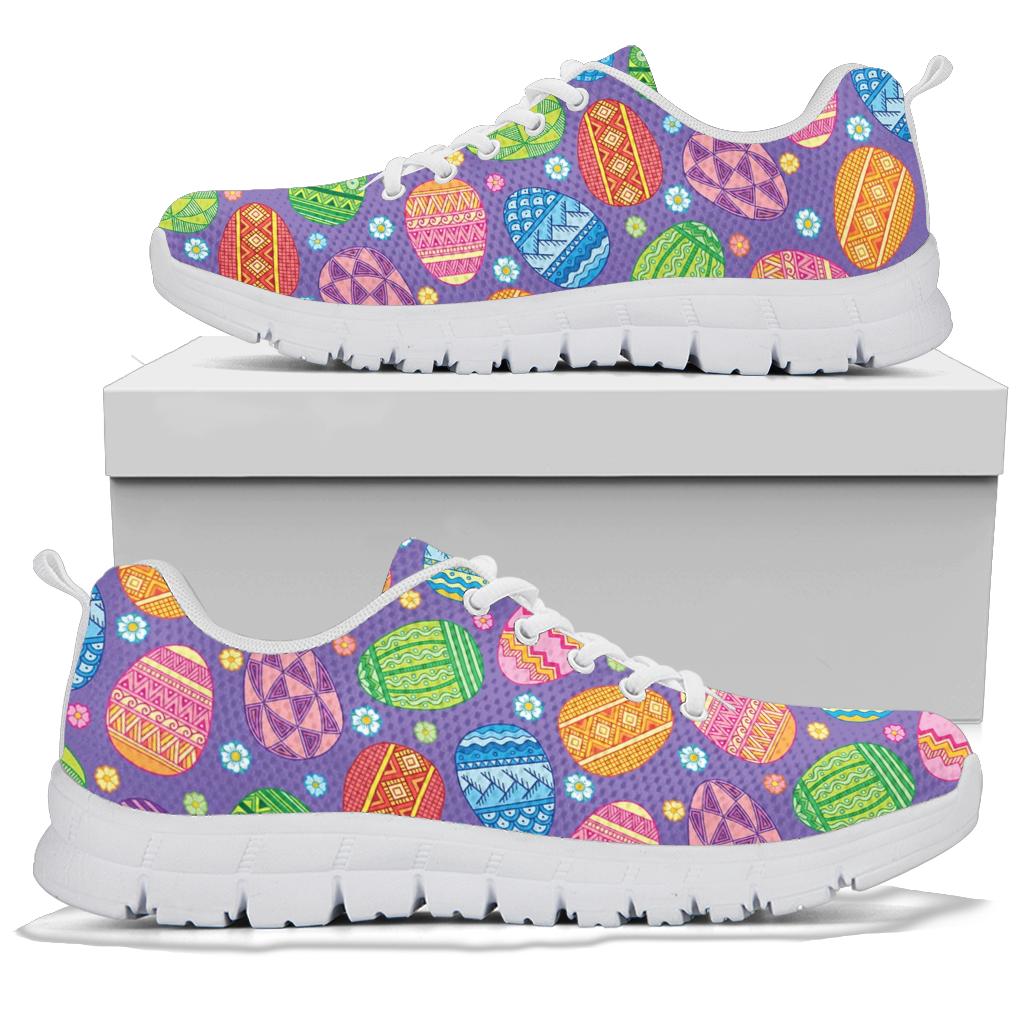 Easter Eggs Pattern Print Design RB010 Sneakers White Bottom Shoes