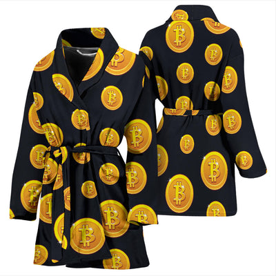 Bitcoin Pattern Print Design DO04 Women Bathrobe