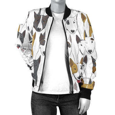 Bull Terriers Pattern Print Design 03 Women's Bomber Jacket