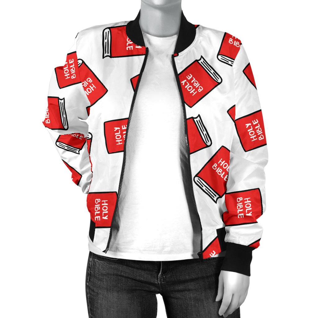 Bible Pattern Print Design 03 Women's Bomber Jacket