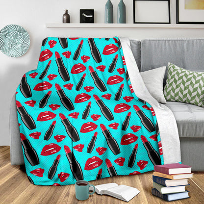 Lipstick Pattern Print Design LT02 Fleece Blanket