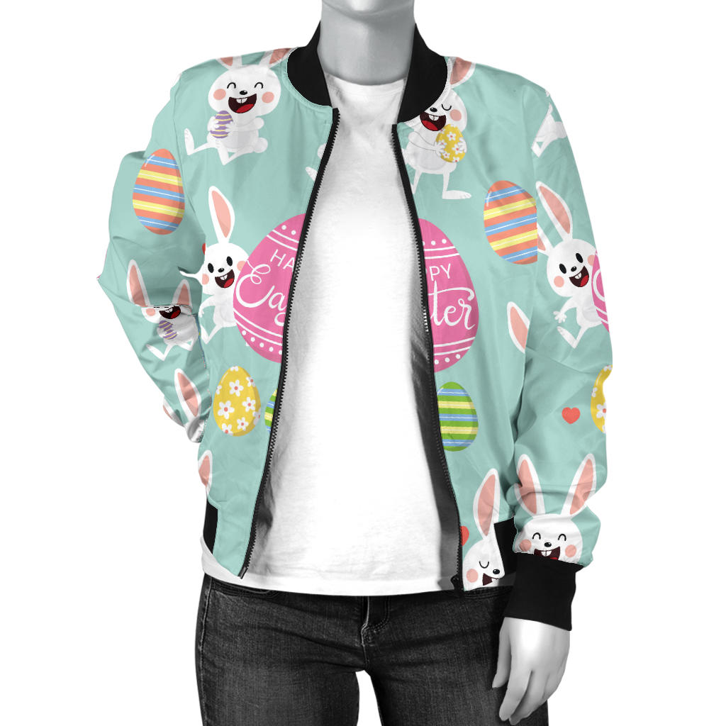 Easter Eggs Pattern Print Design RB014 Women Bomber Jacket