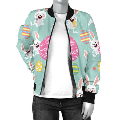 Easter Eggs Pattern Print Design RB014 Women Bomber Jacket