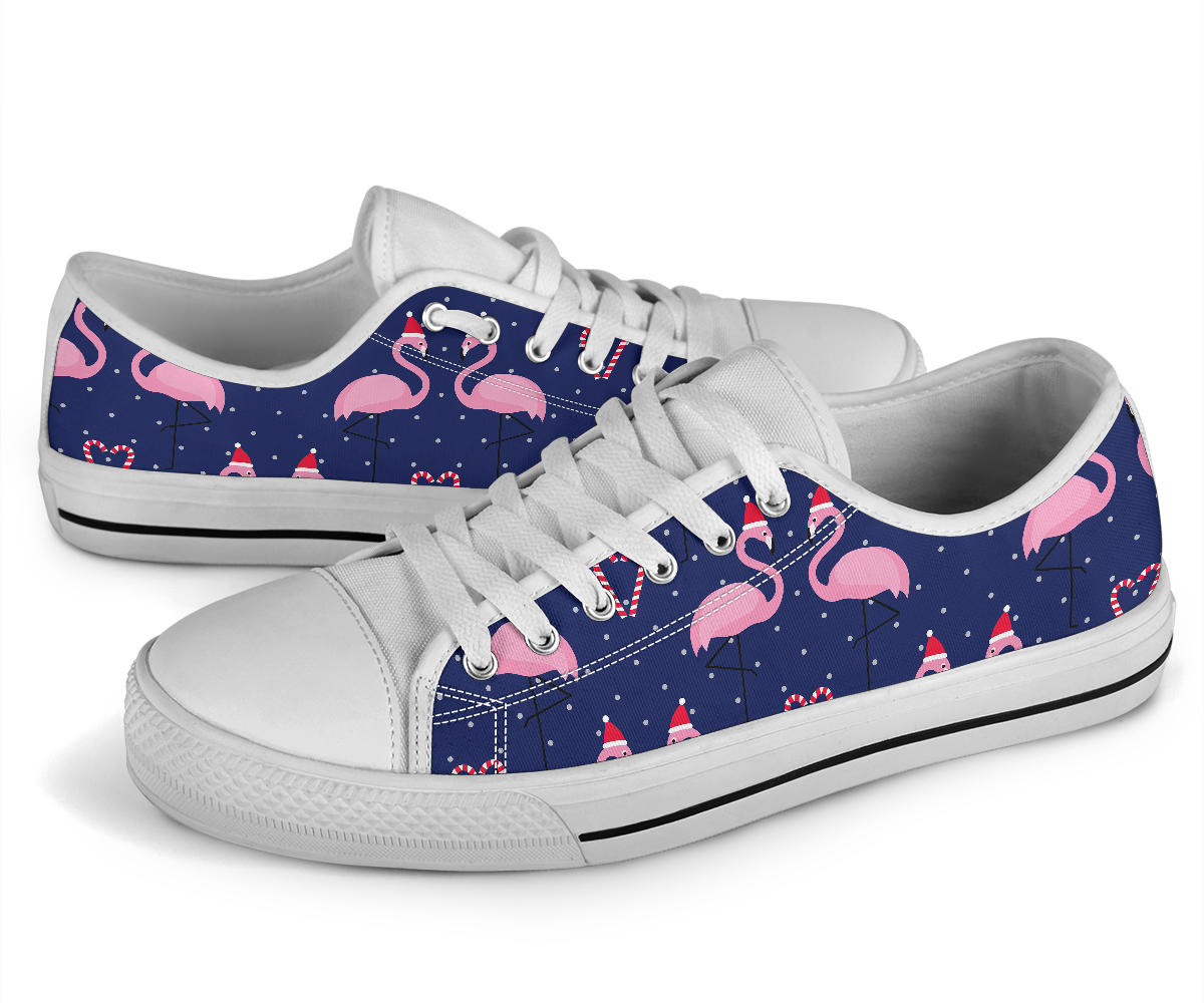 Flamingo Christmas White Bottom Low Top Shoes