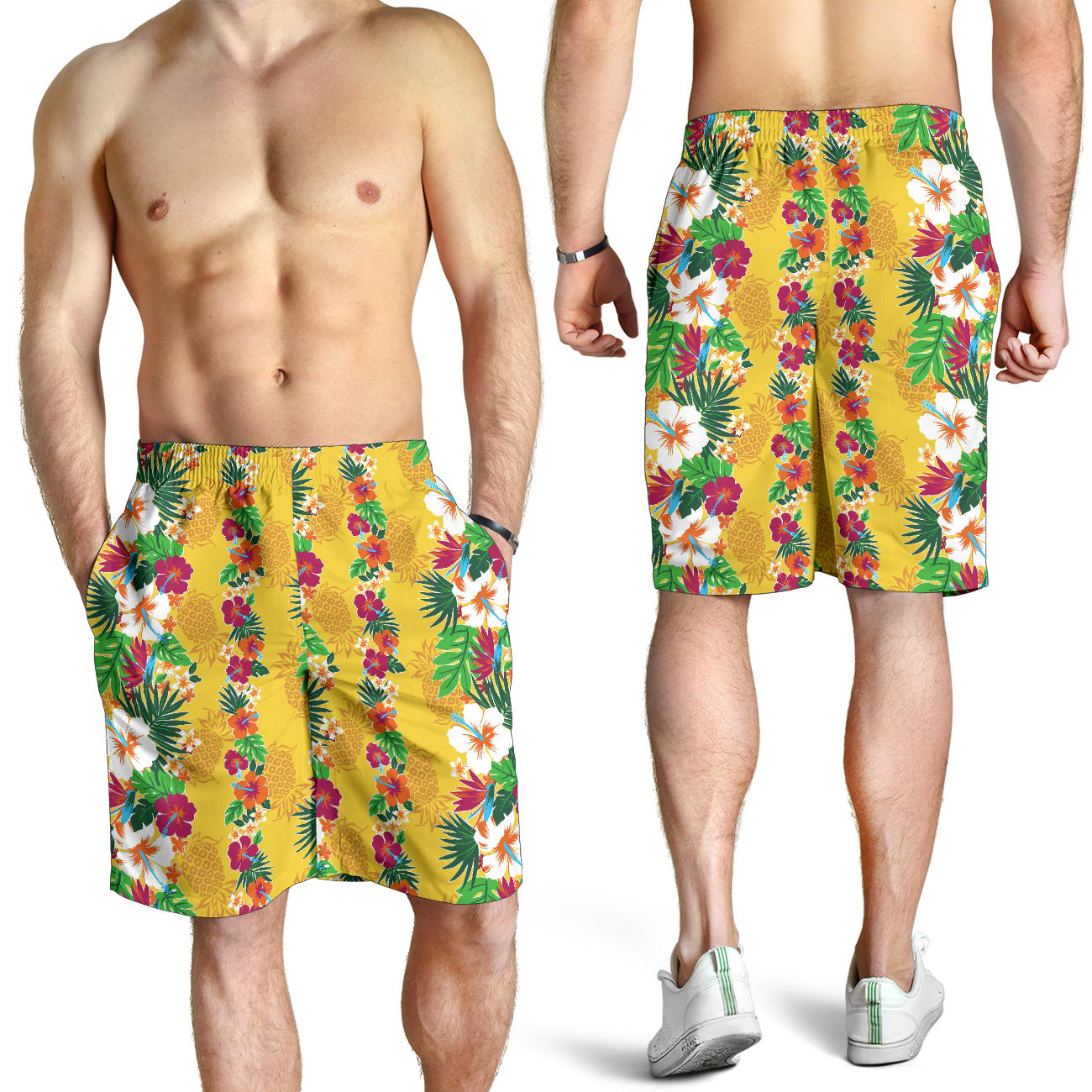 Hawaiian Themed Pattern Print Design H09 Mens Shorts
