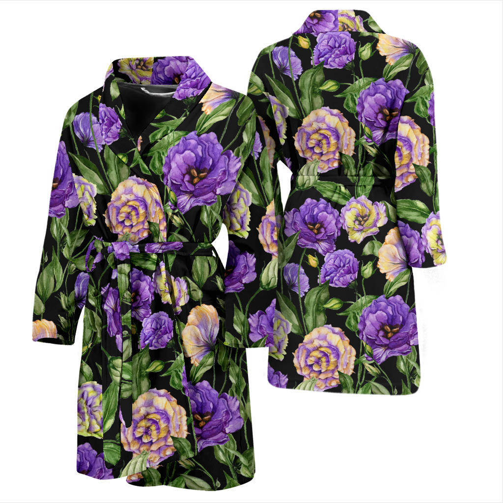 Lisianthus Pattern Print Design LT02 Men Bathrobe