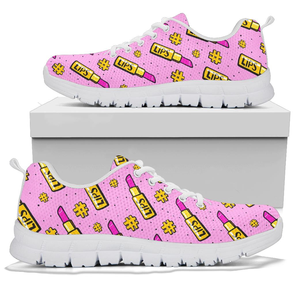 Lipstick Pattern Print Design LT03 Sneakers White Bottom Shoes