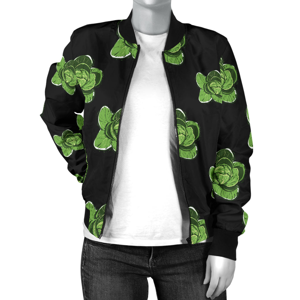 Cabbage Pattern Print Design 03 Women's Bomber Jacket